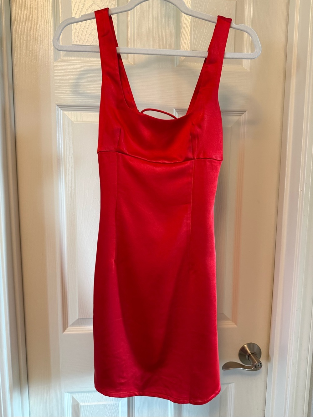 Princess Polly Red Satin Scoop Neck Mini Dress